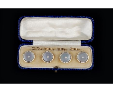 A COLLECTION OF GENTLEMAN'S JEWELLERY, comprising a pair of mother of pearl cufflinks, the circular panels centred with half 