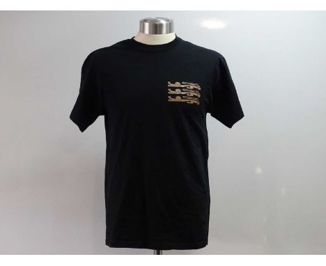 A group of 3 ROBIN HOOD production crew short sleeve t-shirts comprising - black 'M' stunt crew; grey 'L' locations and white