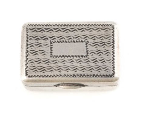 A 19th century Chinese silver vinaigrette, marked with Chinese characters, rectangular form, engraved engine-turned decoratio