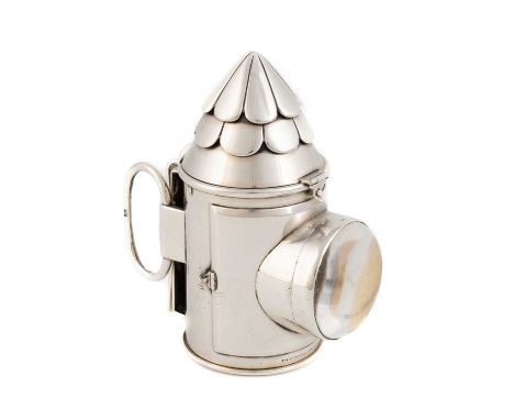 A Victorian novelty 'bullseyes' lantern silver combination sewing etui and vinaigrette,by Thomas Johnson, London 1873, retail