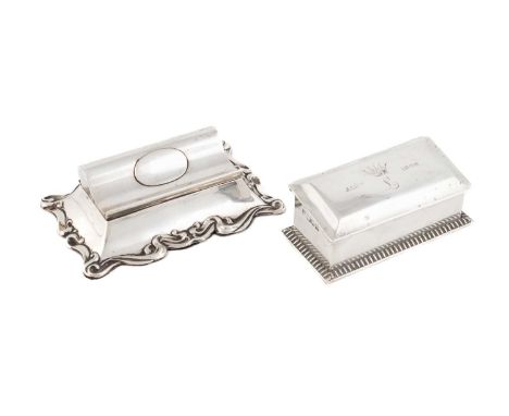 A late-Victorian silver stamp box, by Gibson &amp; Langman, London 1897, rectangular form with a slat border, the hinged cove