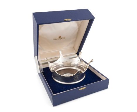 A modern commemorative silver wine coaster,by Mappin and Webb, Edinburgh 1977, no. 47 of an edition of 200, circular crown fo