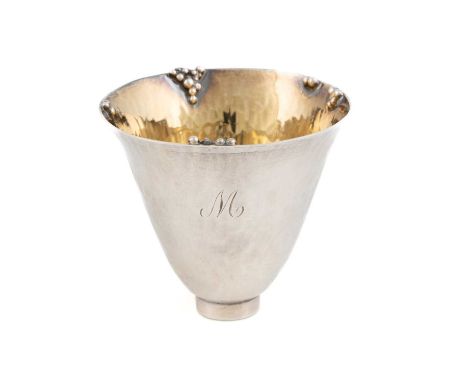 By Martyn Pugh, a small modern silver 'Heirloom' bowl,Birmingham 1991, tapering circular form with spot-hammered decoration, 