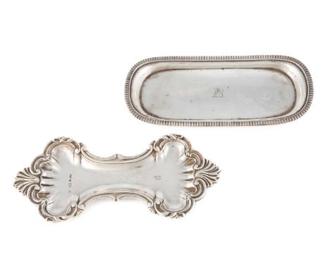 A William IV silver snuffer's tray,by Howard, Battie &amp; Hawksworth, Sheffield 1831, waisted oblong form with shell motifs,