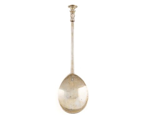 A Charles I tentatively ascribed West Country silver Seal-top spoon, marked once in the bowl and three times on the stem with