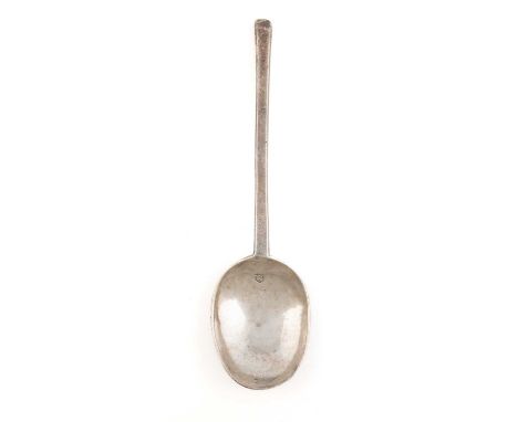 A Commonwealth silver Slip-top spoon, by Stephen Venables, London 1658, oval bowl, faceted tapering stem, the slip-top scratc