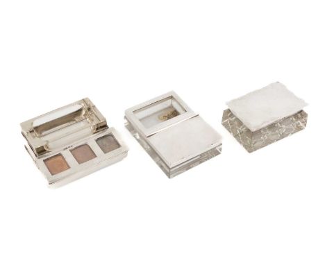 A late-Victorian silver stamp box and glass inkwell,by King &amp; Sons, Chester 1899,rectangular form, plain cut glass inkwel