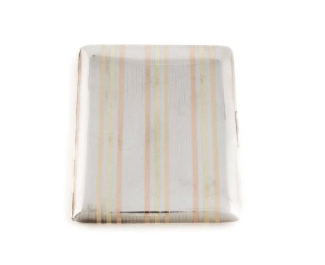 Retailed by Boucheron, a silver cigarette case, maker's mark incuse P & R, London 1937, rectangular form, engine-turned decor