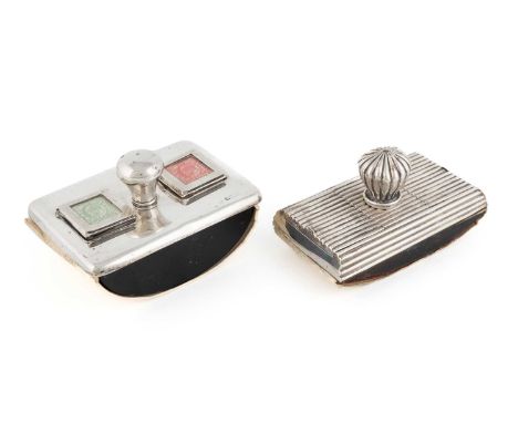 A Victorian silver-mounted stamp blotter,one by Levi &amp; Salaman, Birmingham 1890,rectangular form with fluted decoration, 