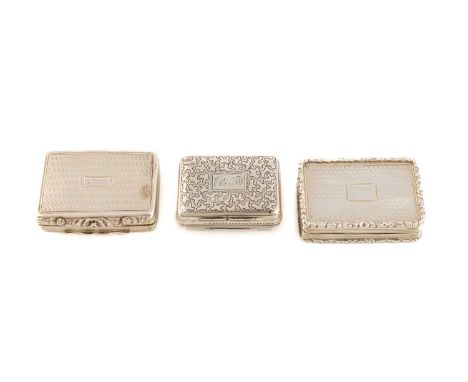 A George IV silver vinaigrette,by John Bettridge, Birmingham 1827,rectangular form with engine-turned decoration, raised pier