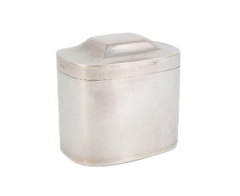 An Arts and Crafts silver tea caddy, by The Keswick School of Industrial Arts, Chester 1911, rounded rectangular form, spot-h