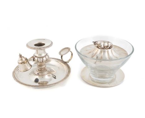 A Victorian silver butter dish cover,by Henry Wilkinson and Co., Sheffield 1855,circular form, with a recumbent cow finial, w