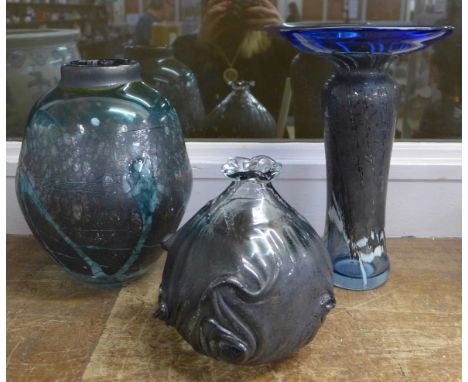 Three Art Glass vases by Andriy Petrovskiy, all signed, with an information leaflet 