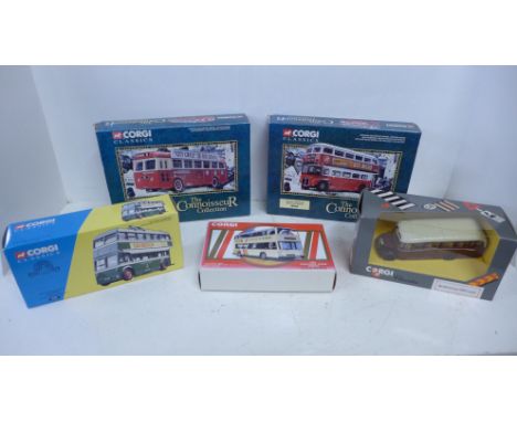 Five boxed Corgi Toys die-cast vehicles including two The Connoisseur Collection 