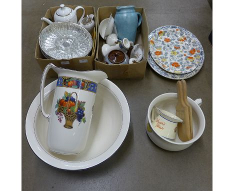 A collection of china including Palissy, Queen's Delft, Royal Tudor Ware, etc. **PLEASE NOTE THIS LOT IS NOT ELIGIBLE FOR POS