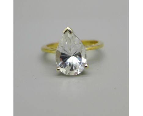 A silver gilt fancy cut topaz ring, with certificate, Q 
