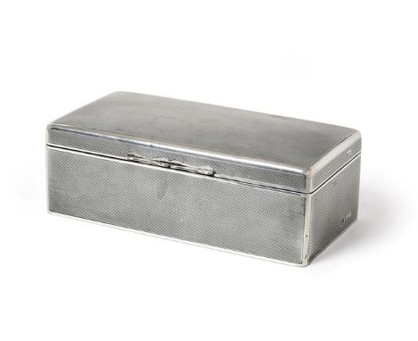 A George V Silver Cigarette-Box, by Mappin and Webb, Birmingham, 1924, oblong, the sides and hinged cover each engine-turned,
