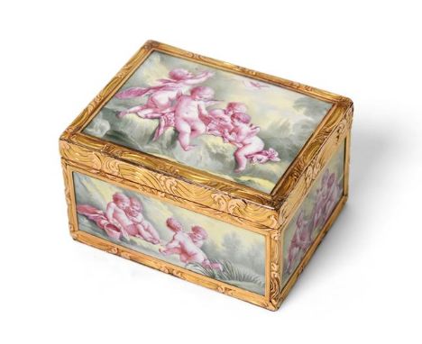 A Gold-Mounted and Enamel Snuff-Box,  Maker's Mark N?, With Charge Mark Imitating that of Henry Clavel and Jean-Francois Kale