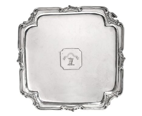 A Dutch Silver Salver, by Willem H. Moltzer, Nijmegen, Probably 1768-1769, shaped square and on four scroll feet, with rocail