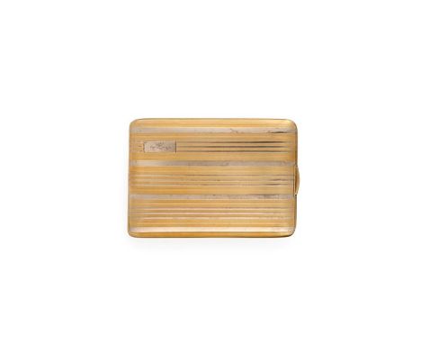 An American Two-Colour Gold Cigarette-Case, by Battin and Co., Newark, New Jersey, Circa 1920, 14ct, oblong, with alternating