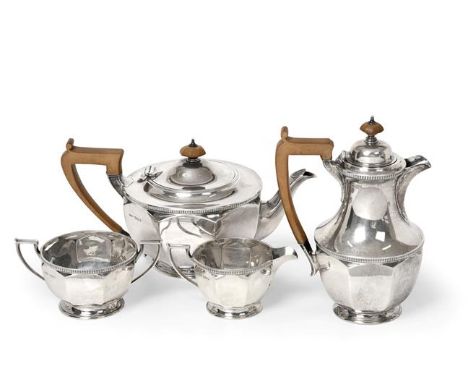 A Four-Piece George V Silver Tea-Service, by Ollivant and Botsford, Sheffield, 1930, The Hot-Water Jug by George Howson Sheff