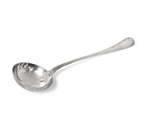 A Victorian Silver Soup-Ladle, by William Hutton and Sons, London, 1899, Hanoverian pattern, with circular bowl, engraved wit