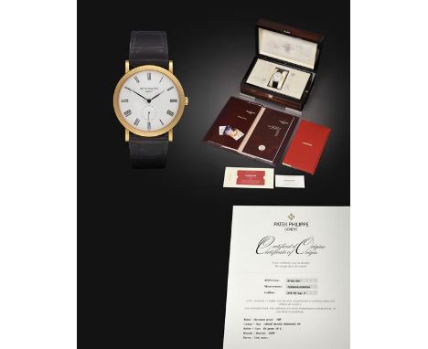 A Fine 18 Carat Yellow Gold Wristwatch, signed Patek Philippe, Geneve, model: Calatrava, ref: 5119J-001, circa 2006, (calibre