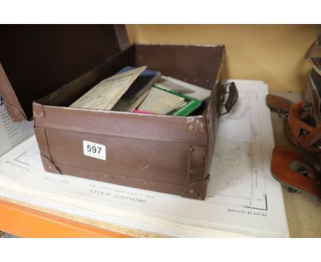 Vintage Maps in a Vintage Suitcase together with Collection of Detailed Planning Scale Maps, mainly Yorkshire