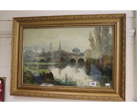 Oil Painting of River Scene by J T Wilkinson signed on stretcher 1939