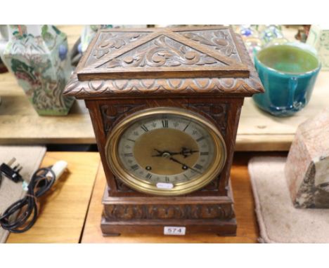 Late 19th / Early 20th century Carved Oak Two Train Bracket Clock