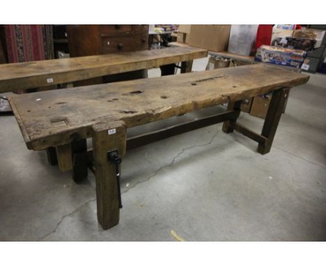 Large 19th century Heavy Rustic French Carpenters / Work Bench Pine 