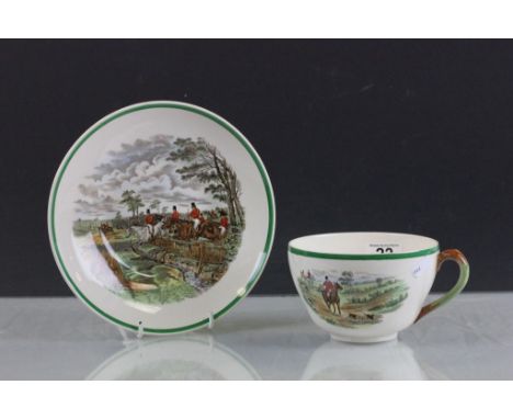 Copeland Spode large cup and saucer with Hunting scenes