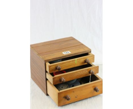 Pine Table Top Three Drawer Collectors / Tool Cabinet