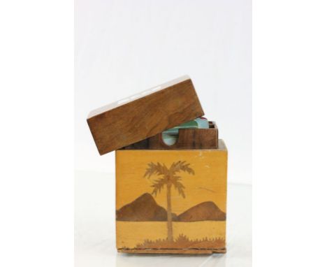 Early 20th century Parquetry Playing Card Box 