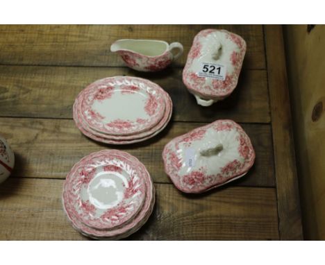 A part miniature 19th century ceramic dinner service maker B & S Ashley pattern.