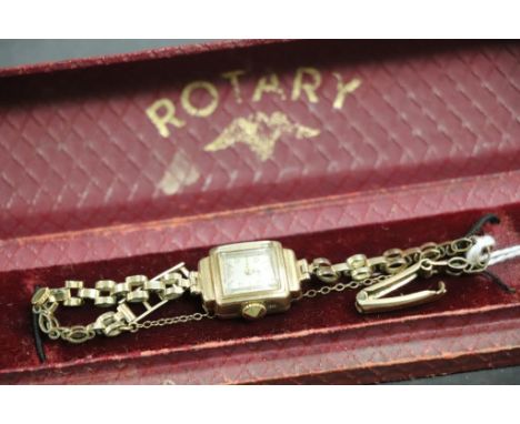 Vintage Ladies 9ct Gold Rotary Watch, Cased