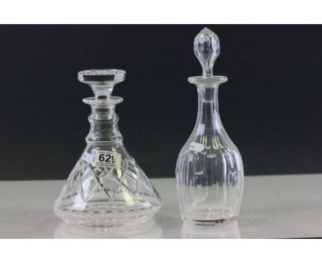 Cut Glass Ships Decanter together with another Cut Glass Decanter