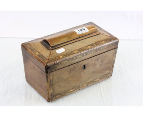 Georgian Mahogany Tea caddy containing a collection of Fossils