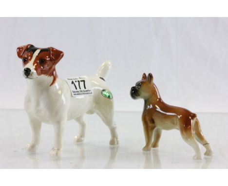 Beswick Jack Russell Terrier and a Ceramic Boxer Dog