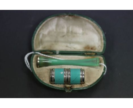Art Deco era small case with Cigarette holder and lighter