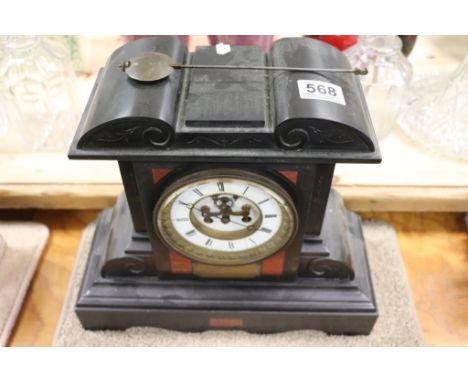 Victorian Slate and Marble Mantle Clock with presentation plaque for 1871