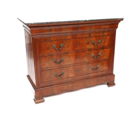 A LOUIS PHILIPPE MAHOGANY MARBLE TOPPED FIVE DRAWER COMMODE129cm wide; 58cm deep; 101cm highCondition report:&nbsp;Good condi