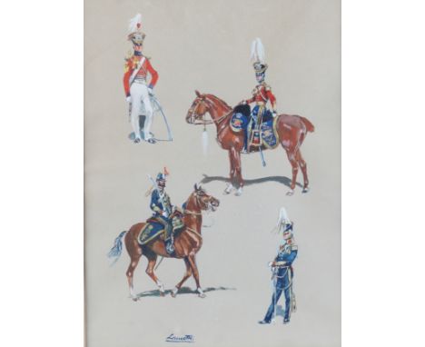 GABRIEL CHEFSON, 'LAMOTTE' (FRENCH, 1920-2005) (2)14th Light Dragoons (later Hussars) and 20th Hussars, mounted and dismounte