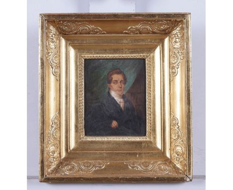 EUROPEAN SCHOOL, 19TH CENTURYPortrait of a gentleman wearing glasses
indistinctly signed (centre right)
oil on board
16.5 x 1