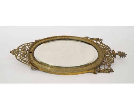 AN EDWARDIAN ROBERT ADAM REVIVAL GILT-BRASS GIRANDOLE MIRRORRegistration mark for 1902Missing light fitment arm, 56.5cm high