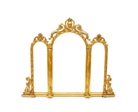 A 19TH CENTURY FRENCH GILT FRAMED ARCH TOP TRIPLE PLATE MIRROR132cm wide; 111cm high