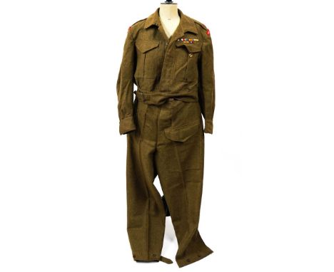 WWII MILITARY UNIFORM BELONGING TO MAJOR HENRY T. LAWDEN, M.C. ROYAL SCOTS FUSILIERSComprising khaki woolen Royal Scots Fusil