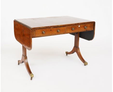 A REGENCY SATINWOOD BANDED ROSEWOOD SOFA TABLE99cm wide; 70cm deep; 72cm high