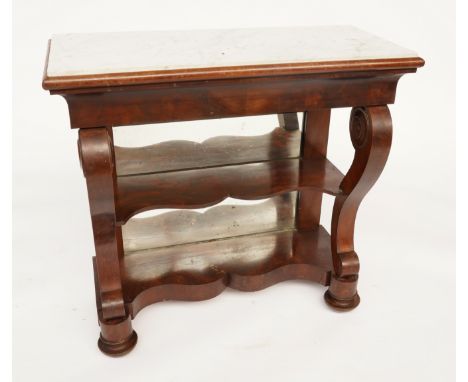 AN EARLY 19TH CENTURY FRENCH MARBLE TOPPED MAHOGANY CONSOLE TABLE82cm wide; 37cm deep; 78cm high