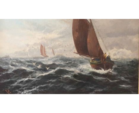 FOLLOWER OF CHARLES NAPIER HEMYSailing boats in choppy waters
bears initials (lower left)
oil on canvas
46 x 83cmCondition re